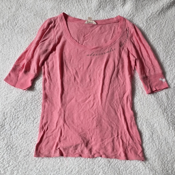 Abercrombie vintage pink quarter sleeve top - Picture 3 of 5